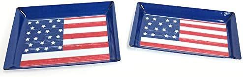 Melamine Patriotic Stars & Stripes Serving Tray, Set of 2 | Amazon (US)