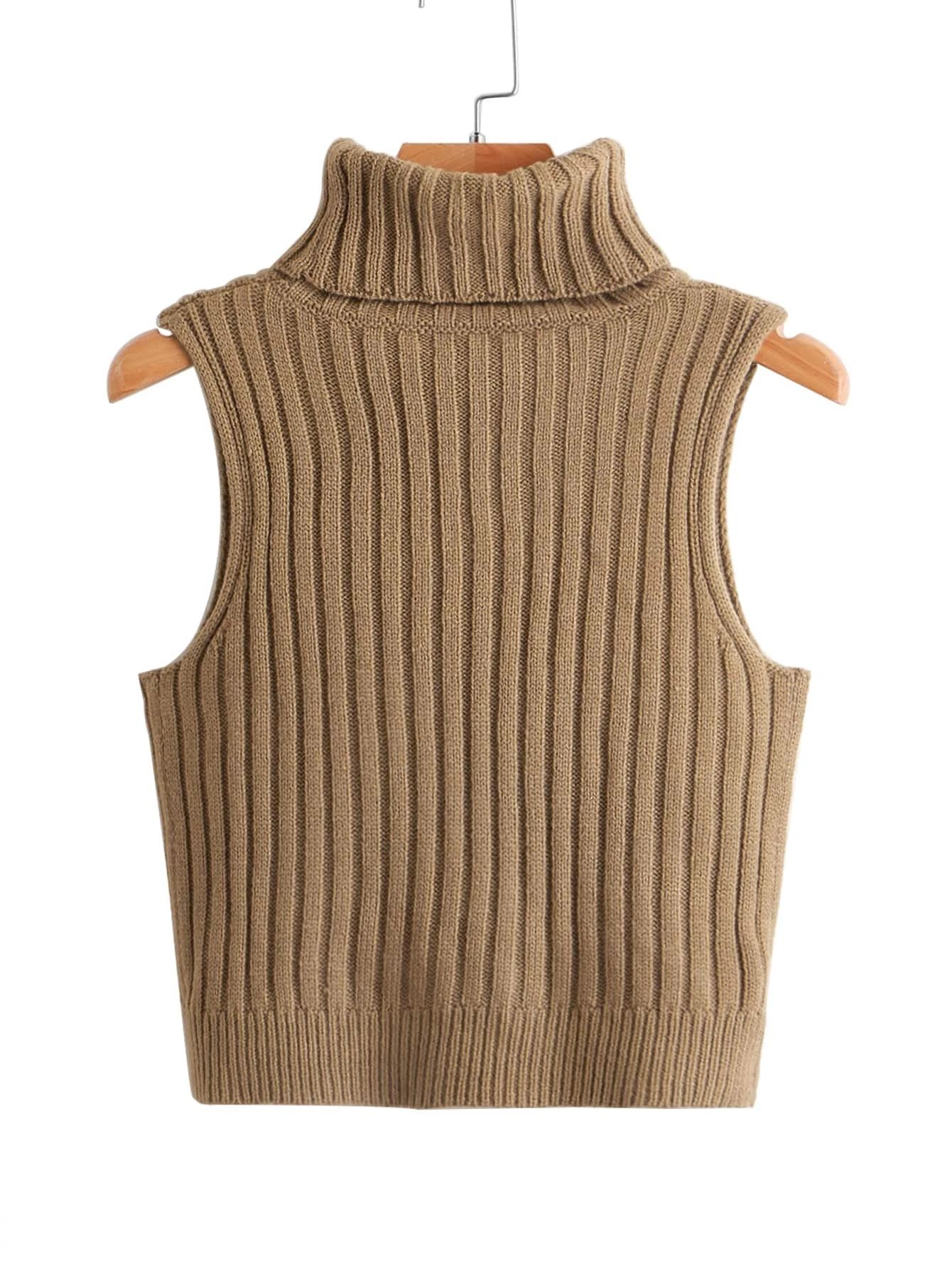 Turtle Neck Ribbed Knit Top | SHEIN