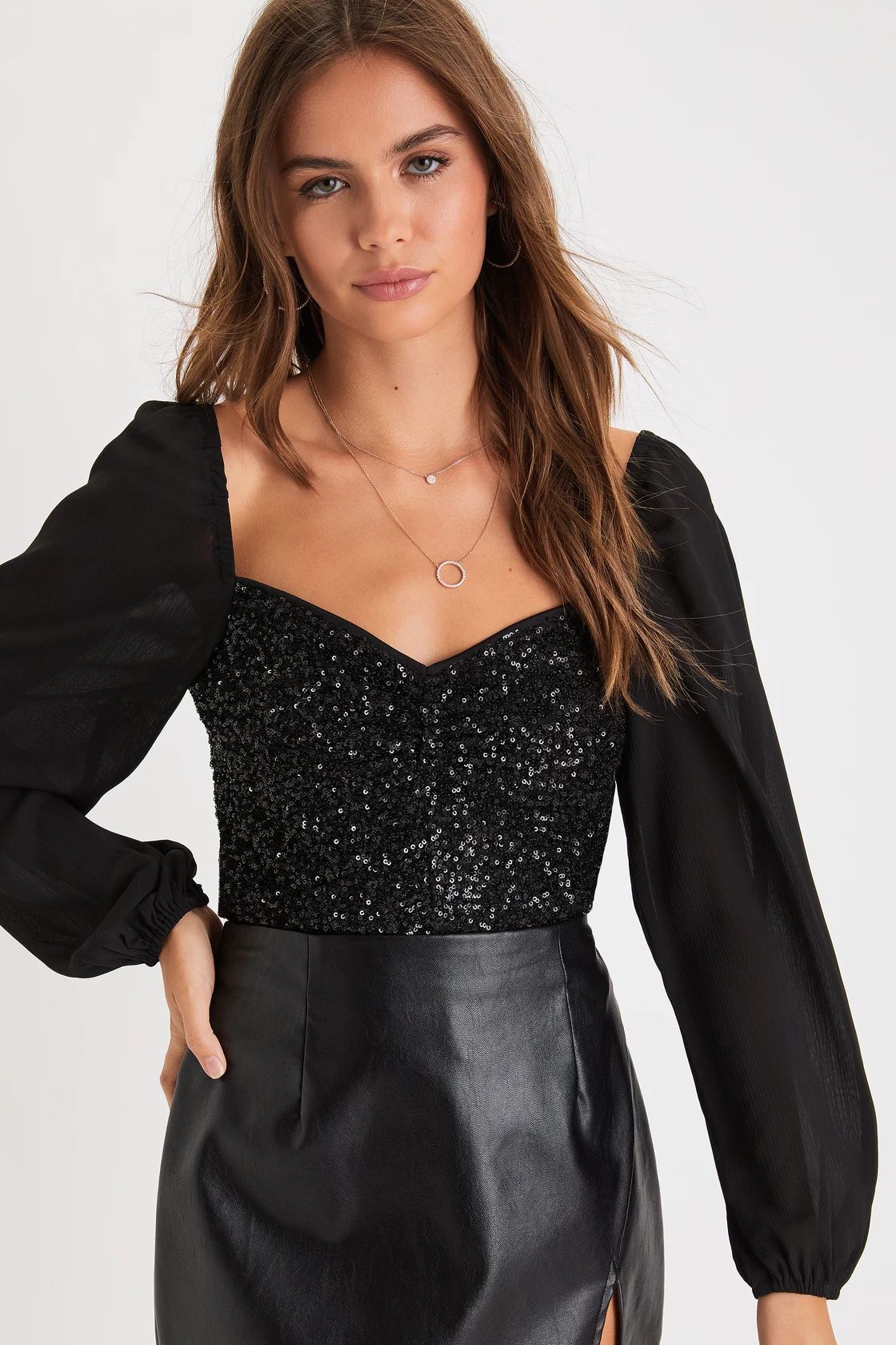 Beautiful Brilliance Black Sequin Long Sleeve Top | Lulus (US)