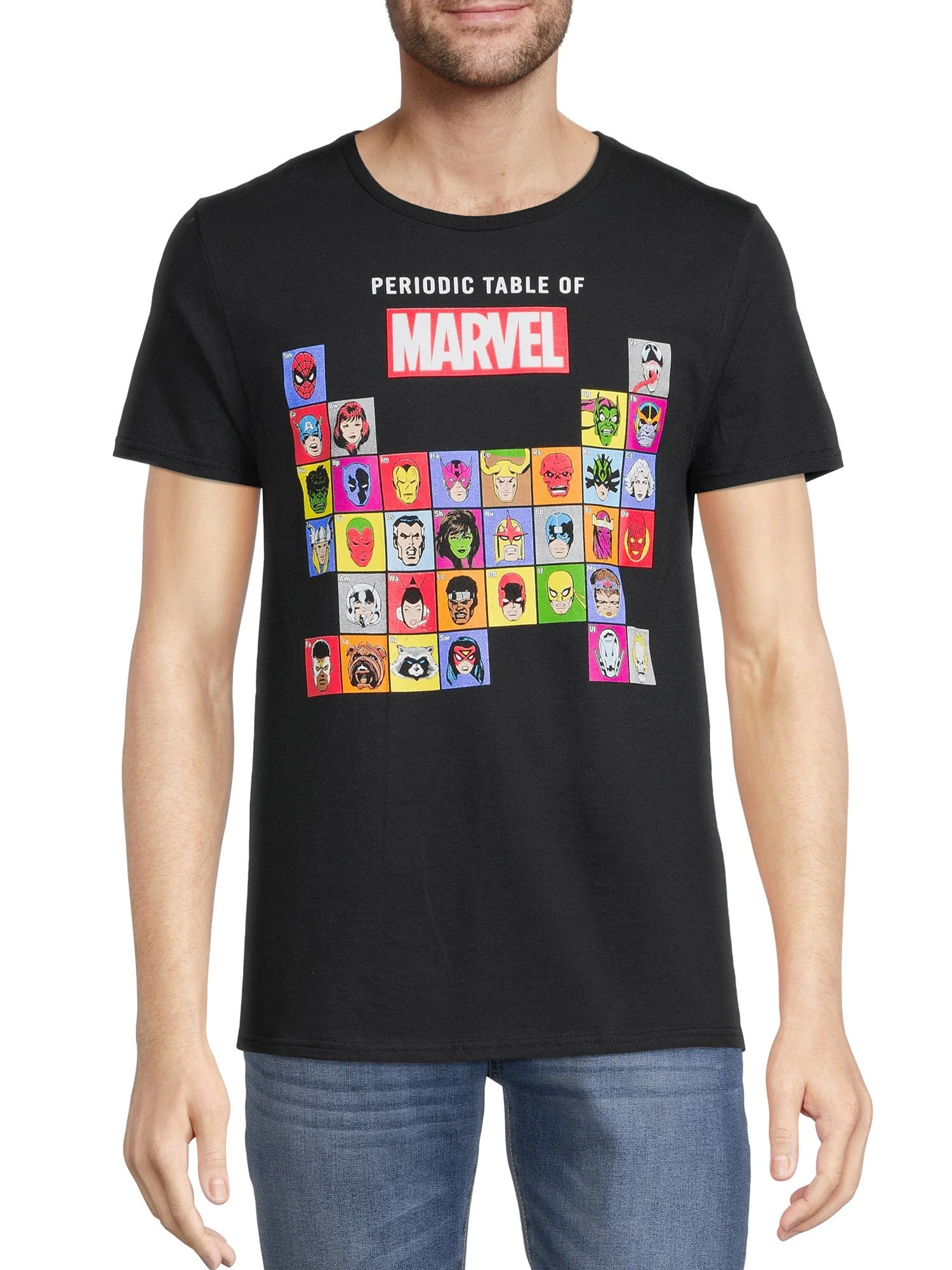 Marvel Comics Men's Heroes and Villains Periodic Graphic Tee | Walmart (US)