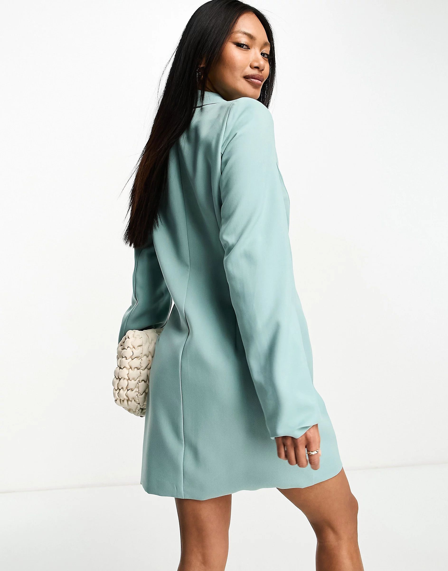 In The Style tailored double breasted blazer dress in turquoise | ASOS (Global)