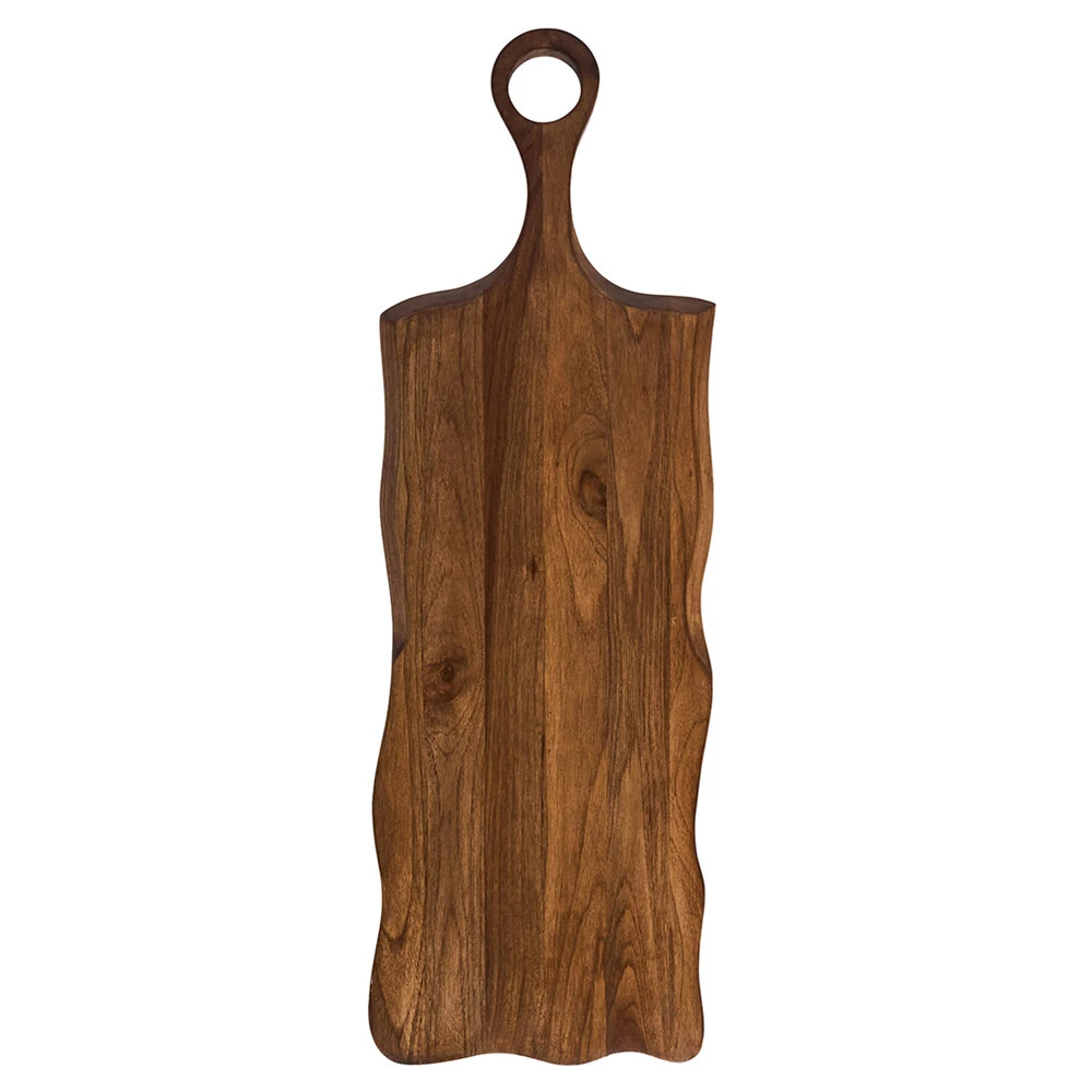 Juliska Puro Updated Traditional Brown Teak Long Serving Board | Kathy Kuo Home