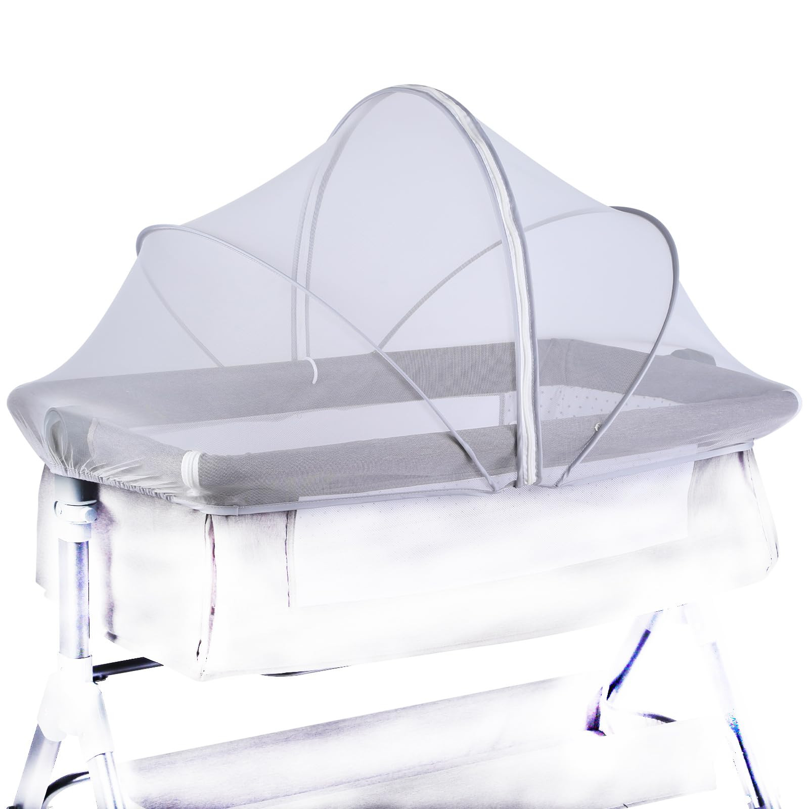 Portable Bassinet Cover with Mosquito Net & 2-Way Zipper, Bassinet Mosquito Net Cover, Bassinet B... | Amazon (US)