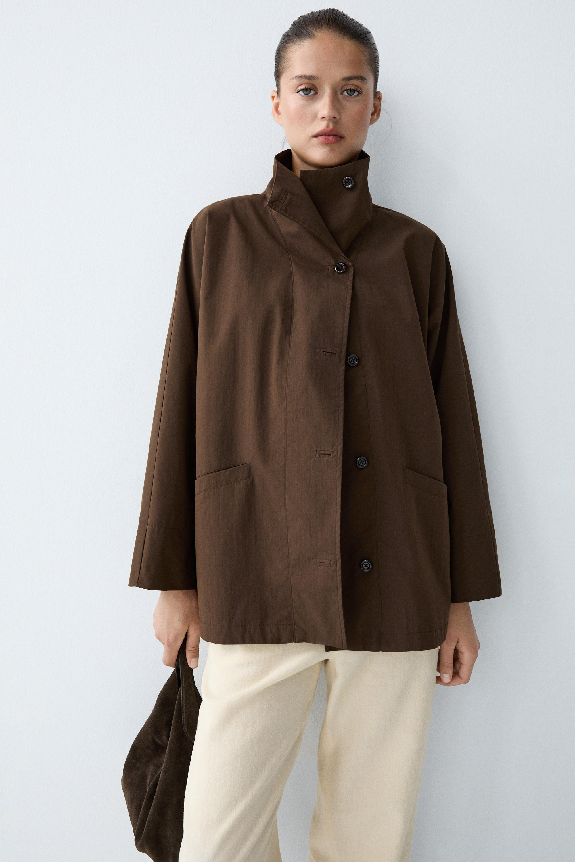Cape jacket with collar detail | Massimo Dutti UK