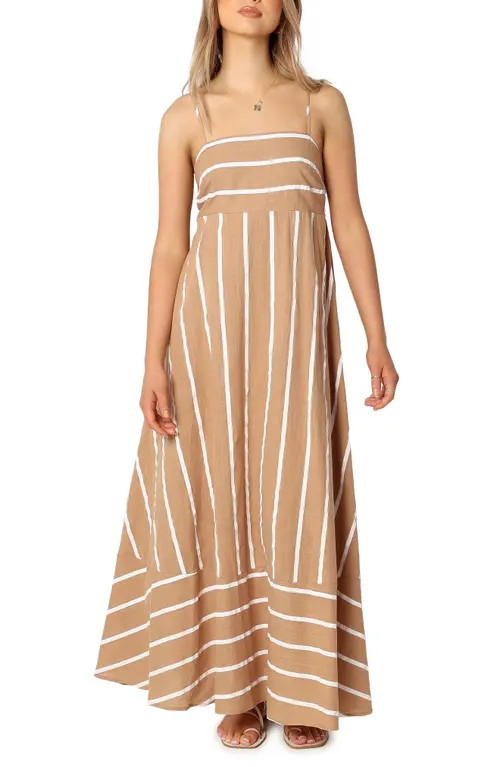 Petal & Pup Brea Stripe Maxi Dress in Tan Stripe at Nordstrom, Size Medium | Nordstrom