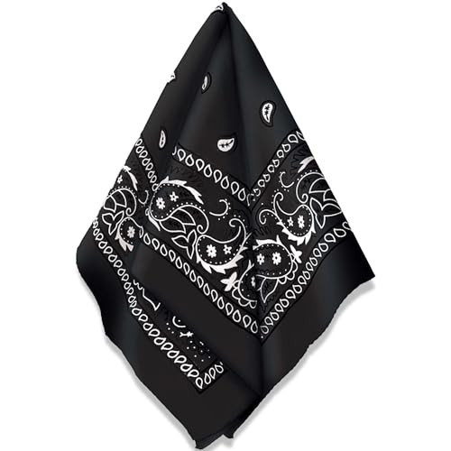 Black Cotton Bandana - 20"x20" (Pack of 1) - Vibrant & Soft, Versatile Accessory for Fashion, Costumes, and Outdoor Adventures | Amazon (US)