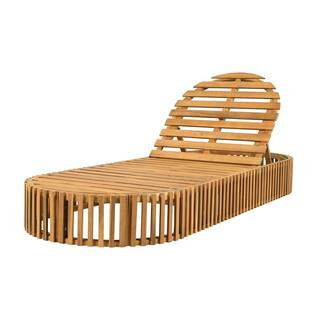 Outdoor Acacia Wood Chaise Lounge, Teak Finish, 300 lbs. Weight Capacity, for Patio, Poolside, Garden | The Home Depot