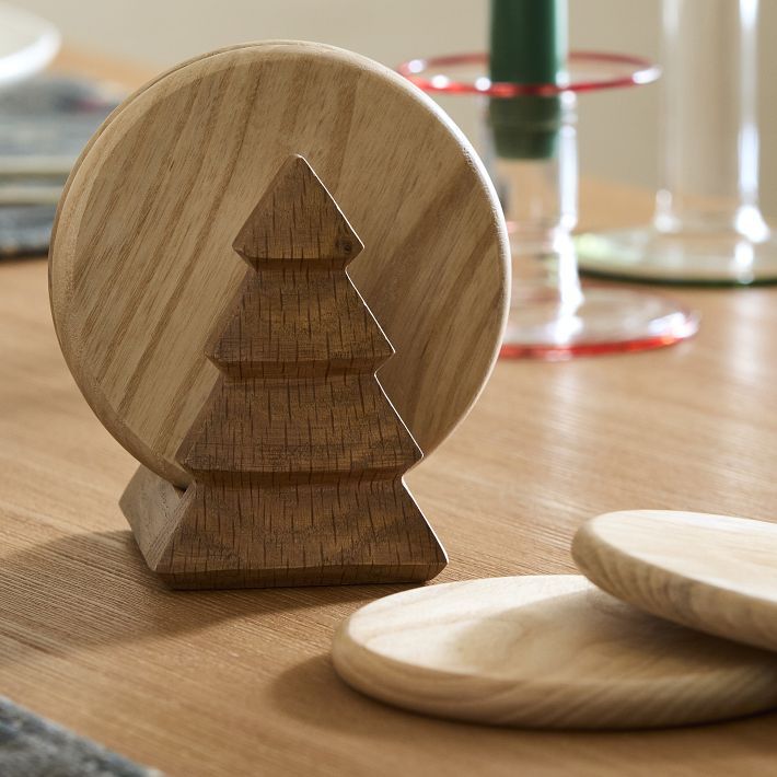 Tiered Tree Wood Coasters (Set of 4) | West Elm (US)