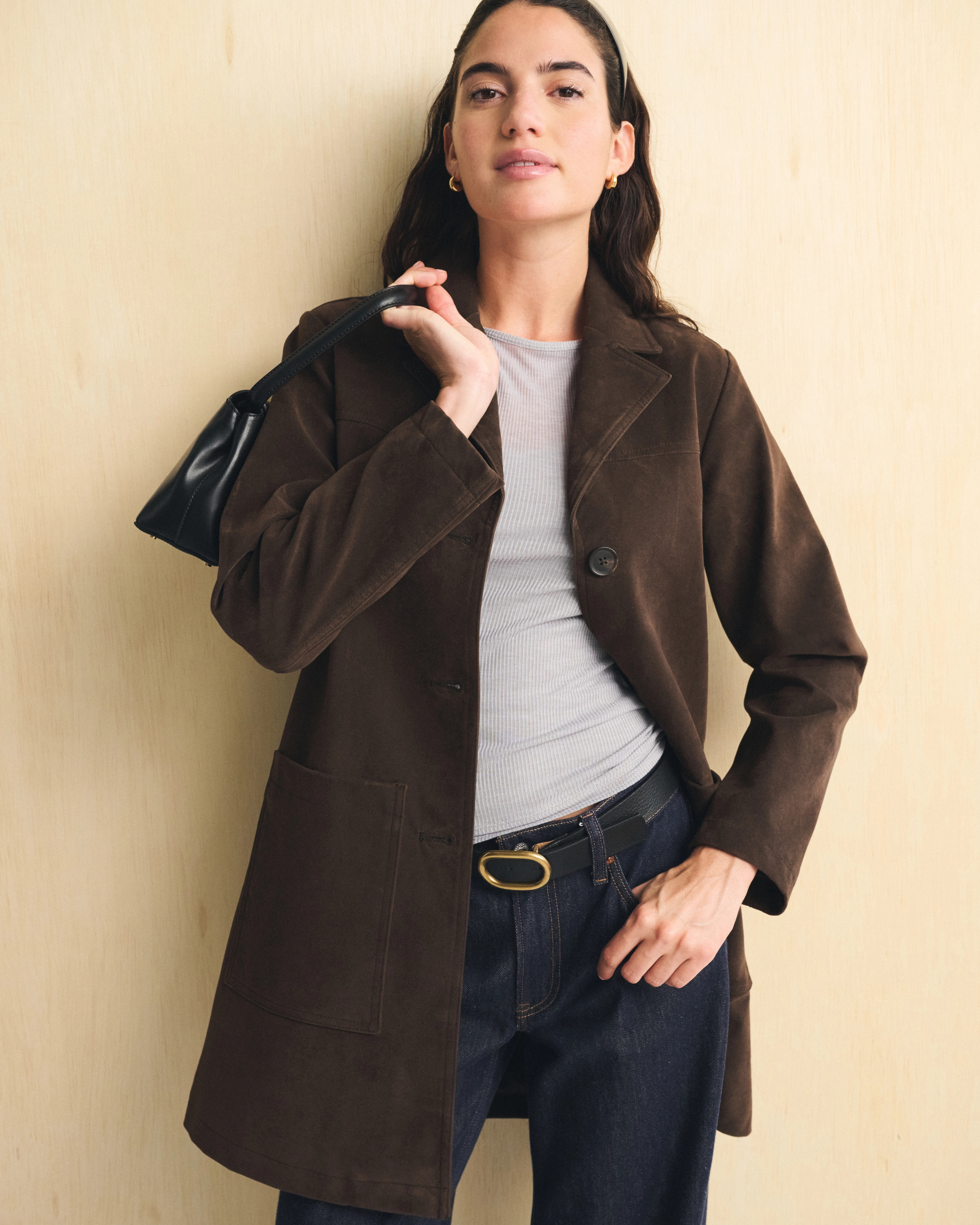 Longline Vegan Suede Jacket | Abercrombie & Fitch (US)