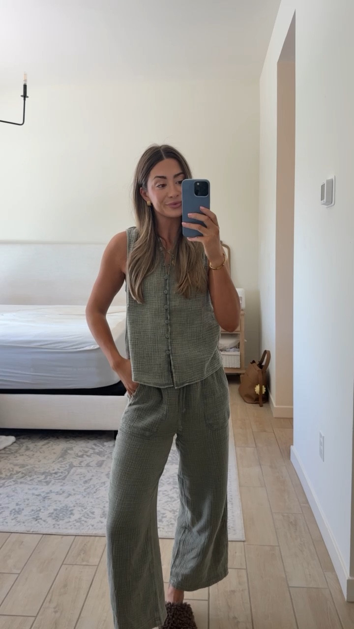 Loving this lightweight gauze set - perfect for spring and summer! I got the Eucalyptus color but also love the Light Wicker color!!!

#LTKSeasonal #LTKmomlife #LTKootd