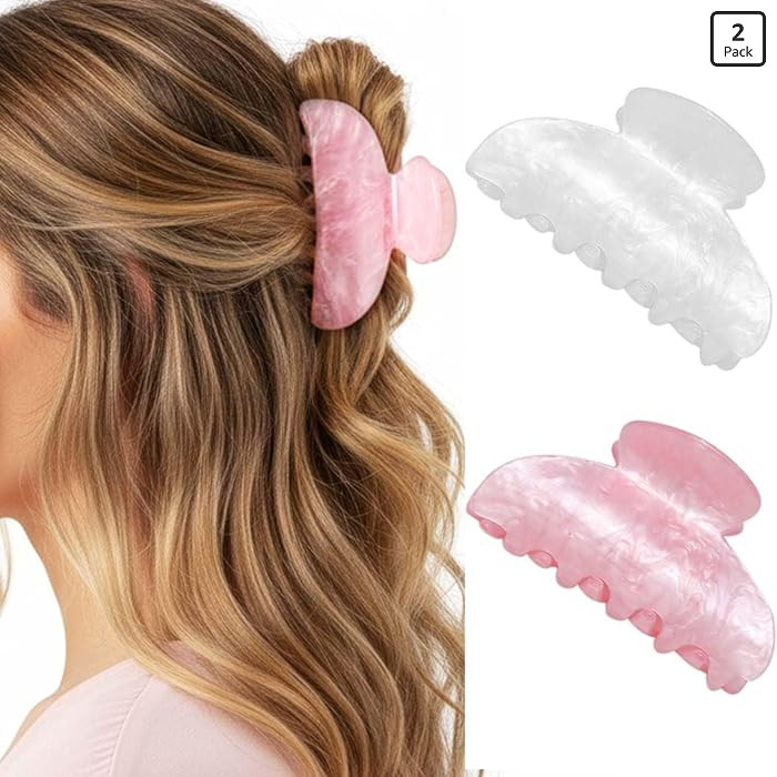 Fashey Acrylic Claw Clip Pink Hair Clips Cute Medium Hair Claws Hair Accessories for Women (Pink+... | Amazon (US)