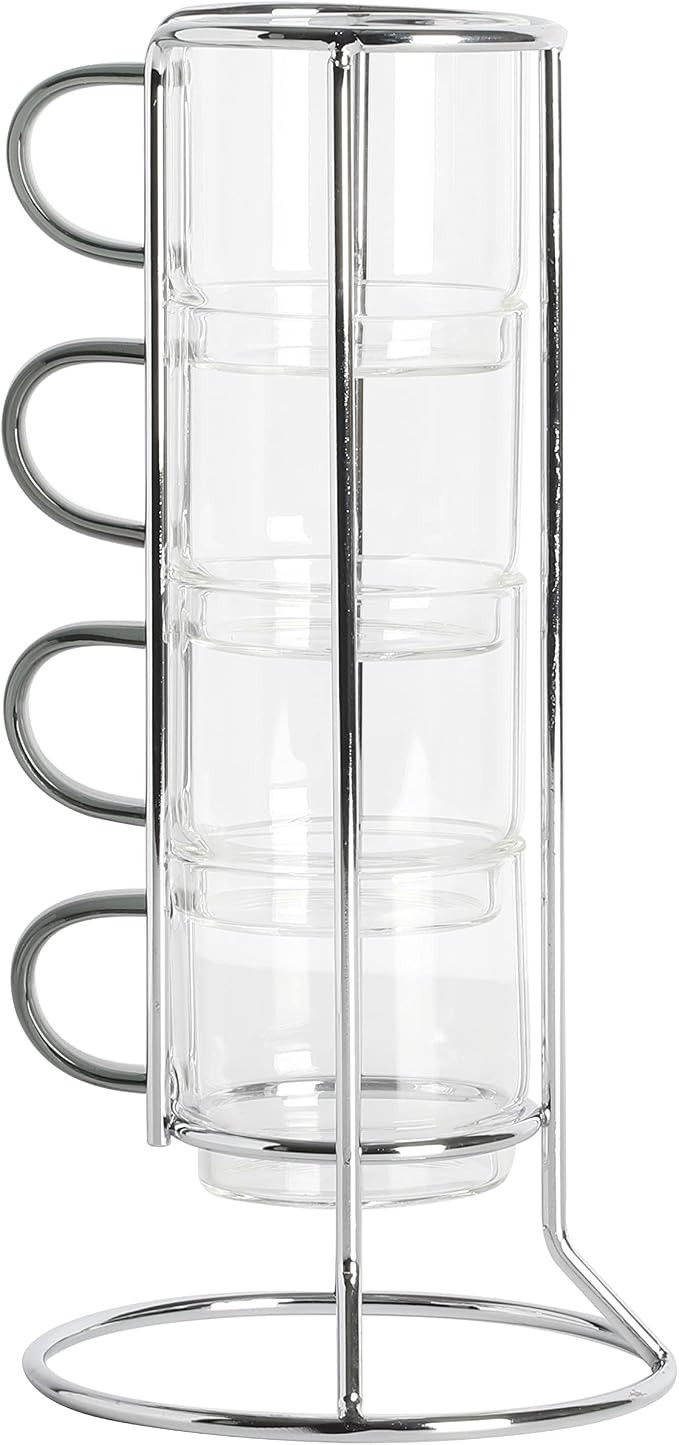 Gibson Soho Lounge Stackable Glass Espresso Cups with Rack, 4-Piece Set, 3.8oz – Durable Glass ... | Amazon (US)