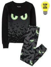 Unisex Kids Halloween Long Sleve Glow In The Dark Bats Snug Fit Cotton Pajamas | The Children's P... | The Children's Place