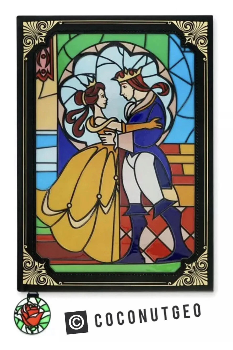 Disney Parks Beauty And The Beast Stained Glass Window Journal New 💥 | eBay US