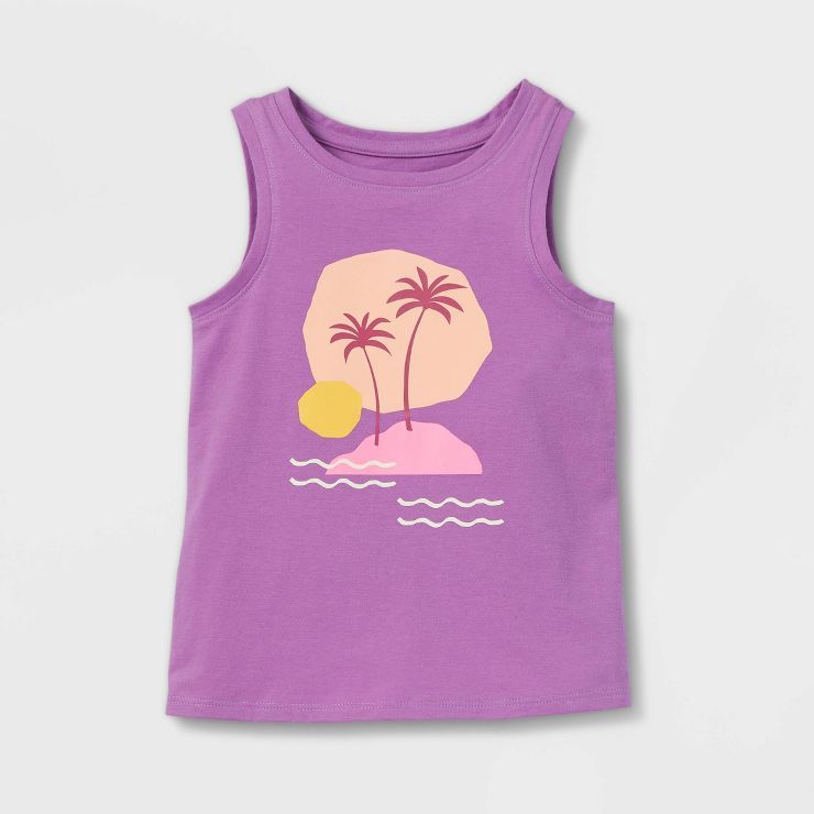 Toddler Girls' Palm Scenic Knit Graphic Tank Top - Cat & Jack™ Purple | Target