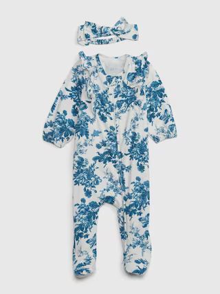Gap &amp;#215 LoveShackFancy Baby 100% Organic Cotton Floral Footed One-Piece Set | Gap (US)