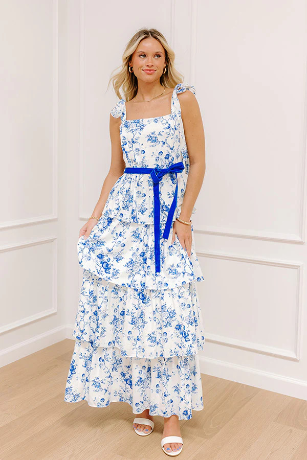 Feeling Dreamy Floral Tiered Maxi Dress in Royal Blue | Impressions Online Boutique