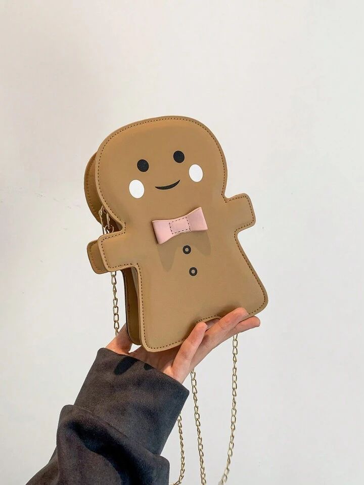 Cute Cartoon Pu Crossbody Shoulder Bag With Christmas Gingerbread Man Design Kawaii Christmas Gin... | SHEIN