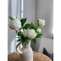 Artificial Peony With Bud Stem - Faux Flower/Wedding Centerpieces Diy Floral Home Decoration Gifts White | Etsy (US)
