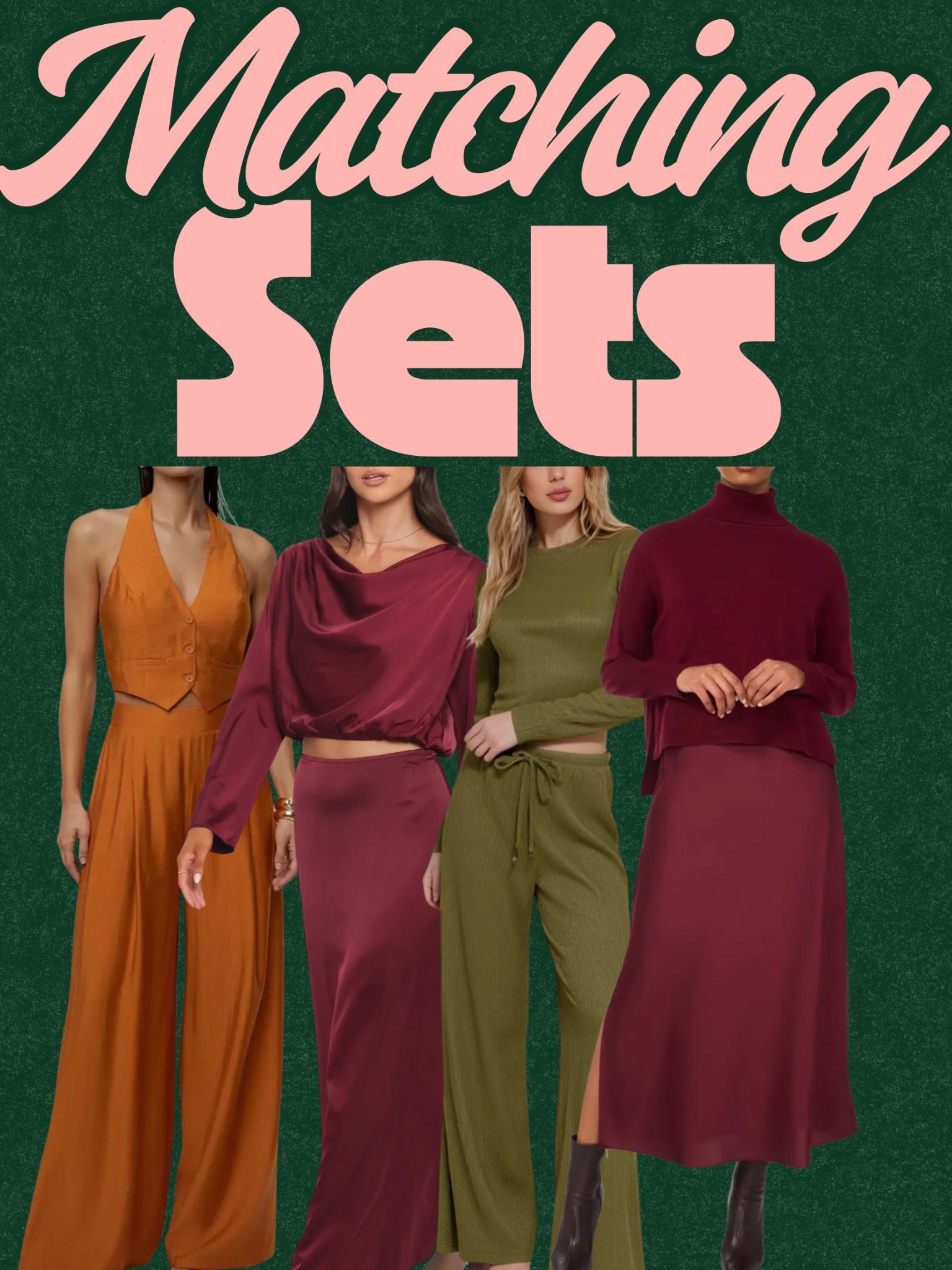 Matching sets that make getting dressed effortless 🍂
Think elevated comfort, rich fall tones, and pieces you’ll wear on repeat — styled together or mixed into your everyday wardrobe.

Discover chic matching sets for women featuring cozy knits, elevated lounge pieces, and stylish two-piece outfits in rich fall colors. These effortless matching outfits are perfect for everyday wear, travel, casual chic looks, and elevated comfort styling.

matching sets women, fall matching sets, knit matching set, two piece outfit women, cozy chic outfits, elevated loungewear, stylish lounge sets, fall outfit ideas, neutral matching sets, capsule wardrobe outfits

