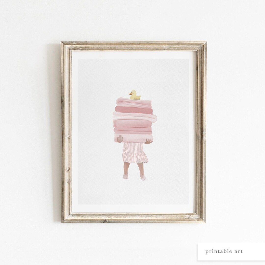 Girls Bathroom Decor, Printable Wall Art, Kids Bathroom Wall Art, Pink Nursery Decor, Pink Bathro... | Etsy (US)