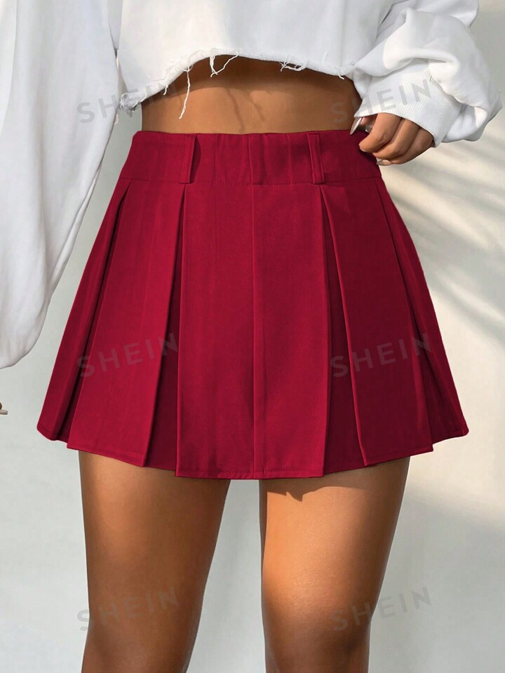 SHEIN EZwear Solid Pleated Skort | SHEIN