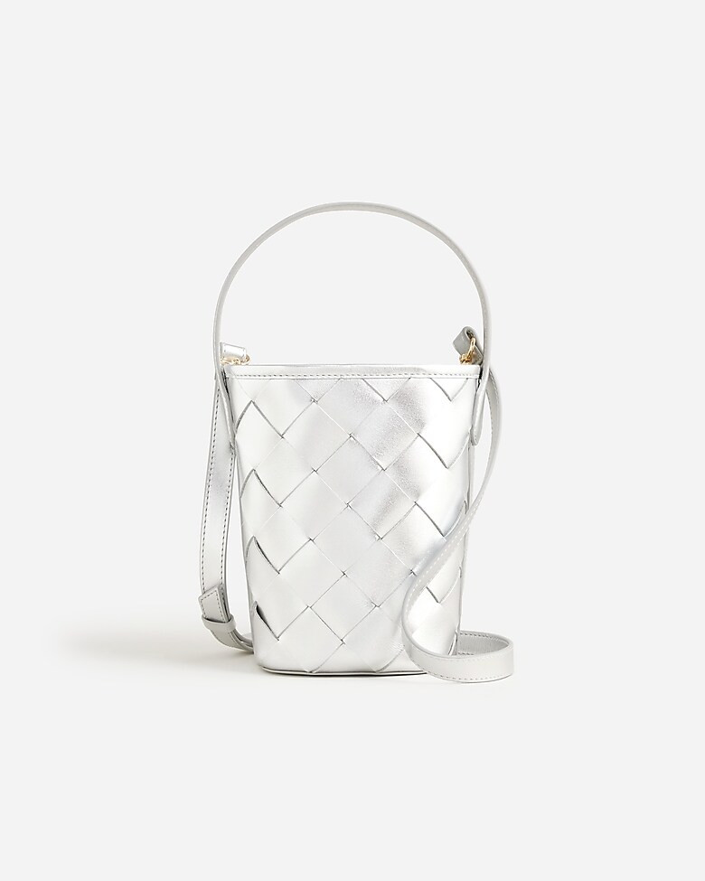 Berkeley woven bucket bag in metallic leather | J. Crew US
