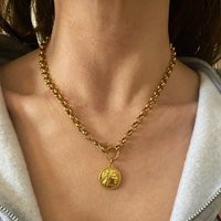 Gold Coin Necklace, Small Coin Medallion Ancient Greek Charm Chain, Collier De Pièces Monnaie | Etsy (US)