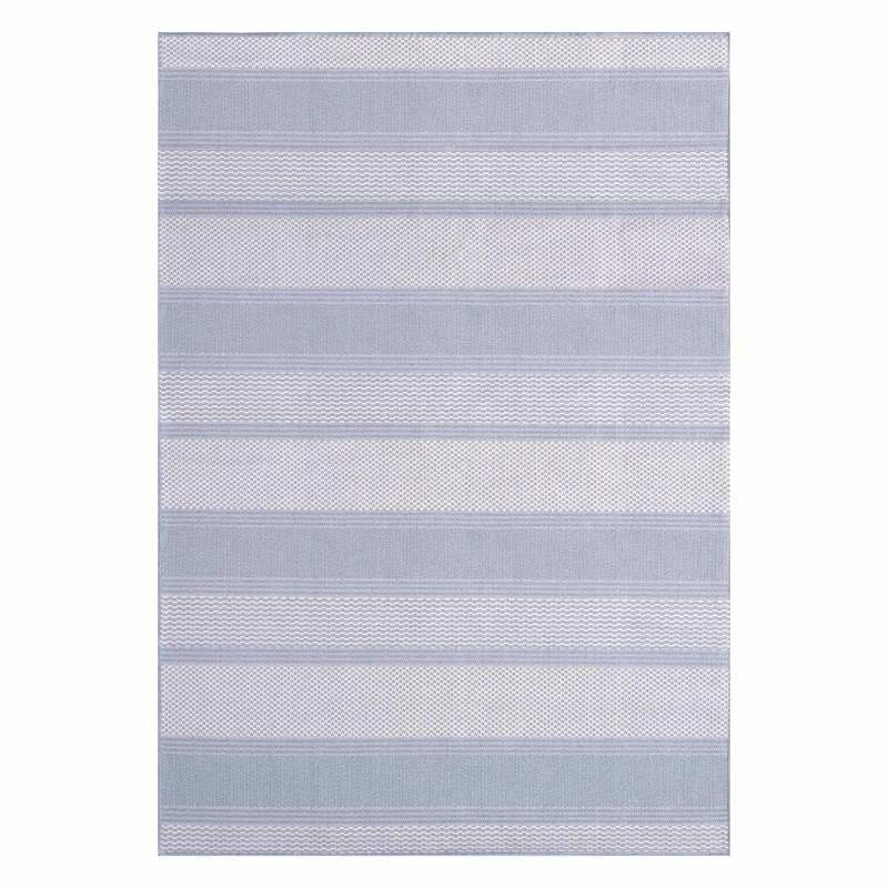 Grey & Blue Fifer Striped Outdoor Area Rug, 5x7 | At Home