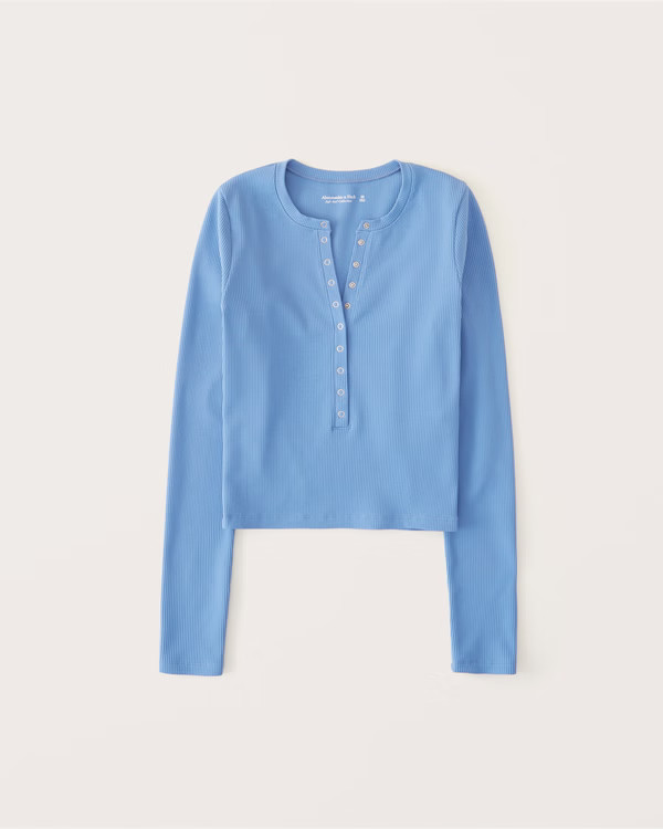 Long-Sleeve Seamless Rib Fabric Henley | Abercrombie & Fitch (US)