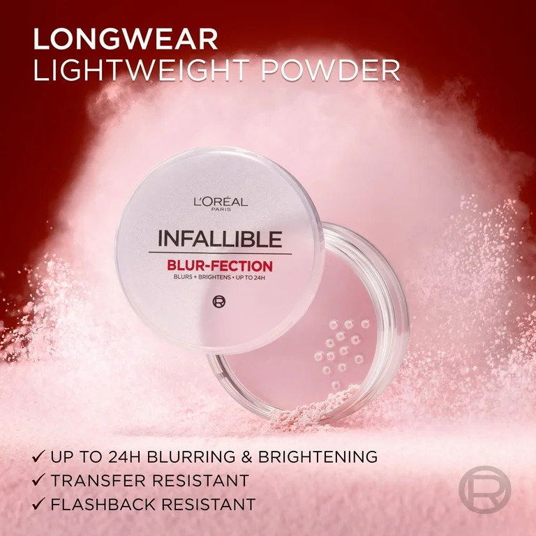 L'Oreal Paris Infallible Blur-Fection Loose Setting Powder, Brightening Finish, Light Pink, 1 Kit | Walmart (US)