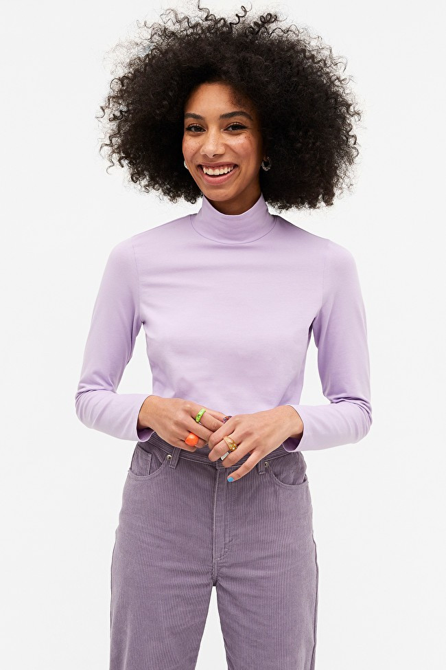 Stretchy lilac turtleneck top | Monki