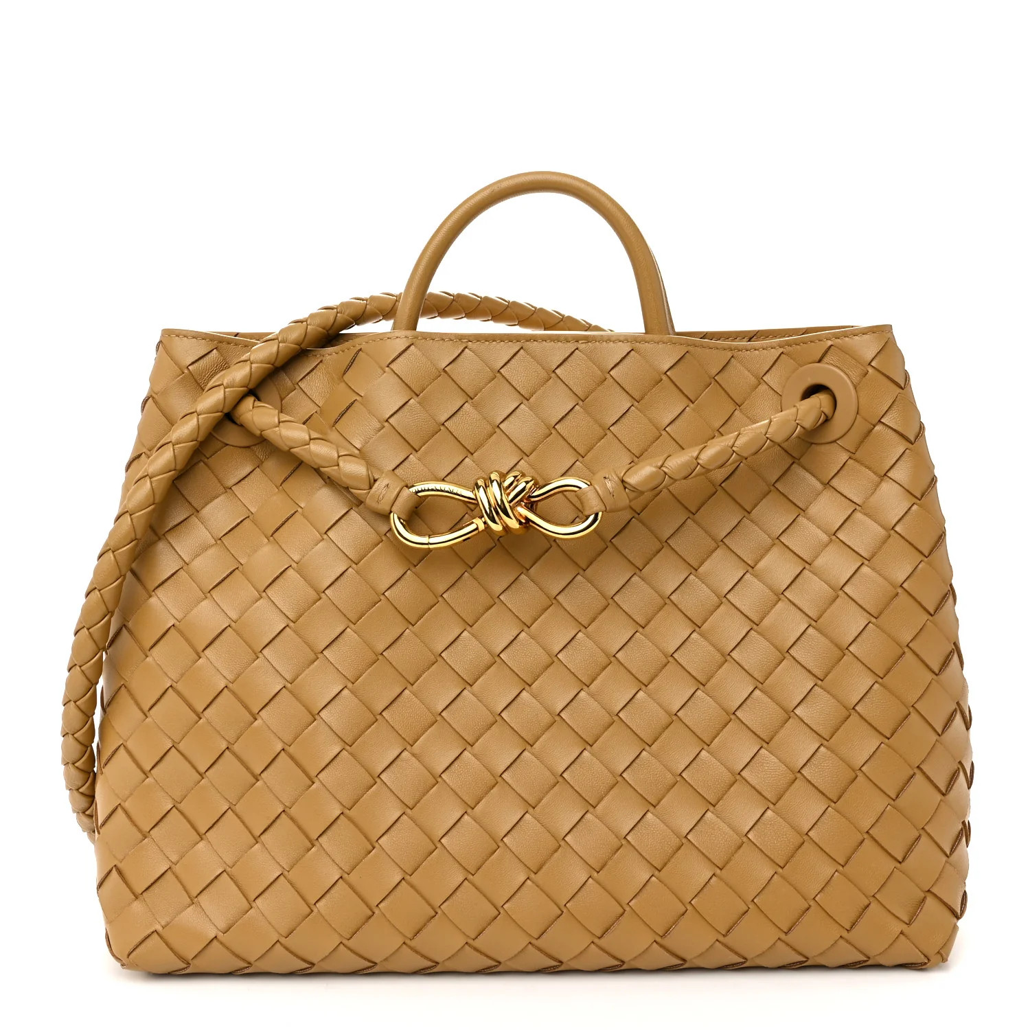 Nappa Intrecciato Medium Andiamo Shoulder Bag Dark Praline | FASHIONPHILE (US)