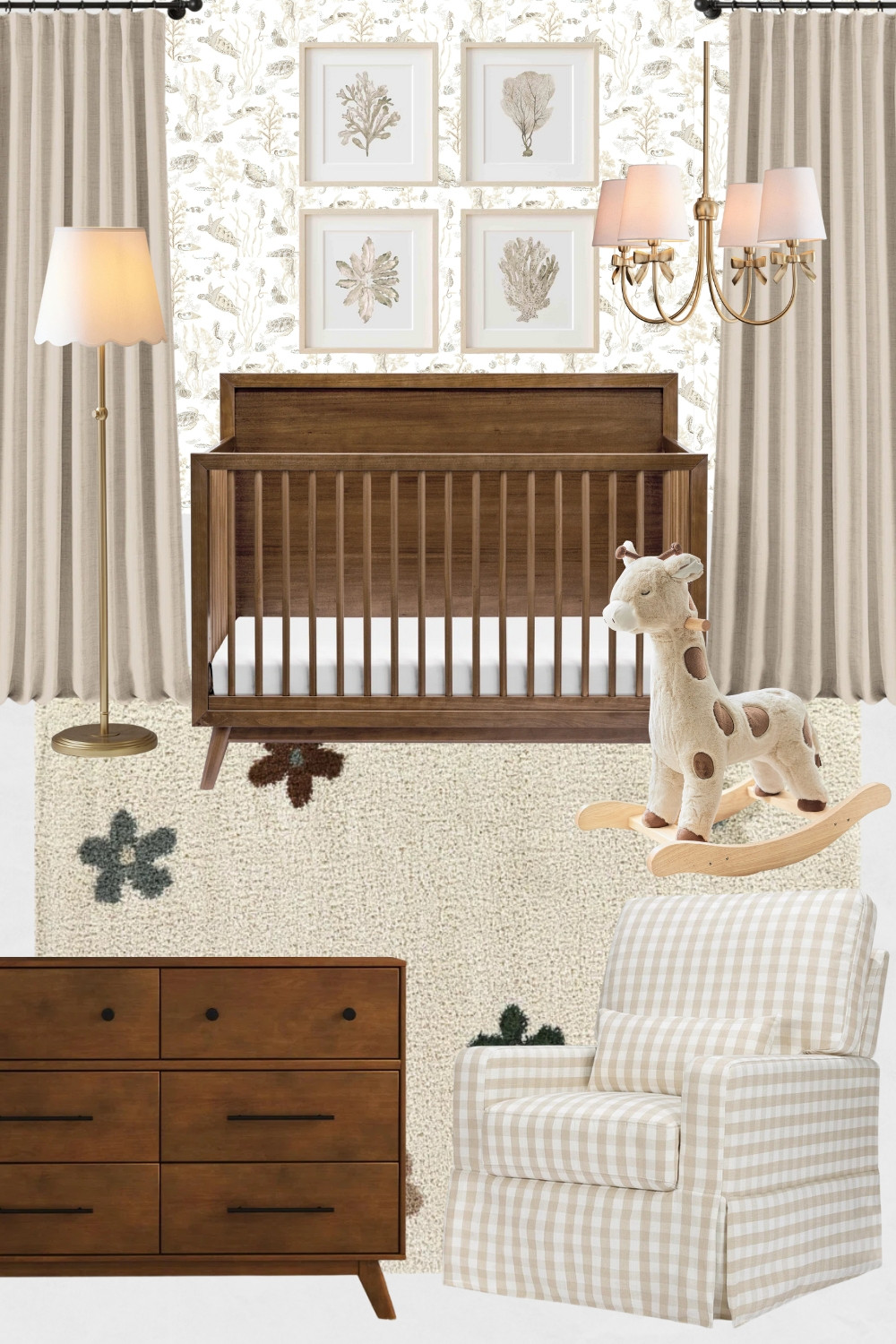 Beige Nursery Moodboard, Cute Nursery, Unisex Nursery Design Ideas, Beige Nursery Decor, Walnut Wood Crib, Walnut Dresser, Cozy Nursery Design, Giraffe Toys, Glider, Nursery Furniture

#homedecor #nursery #beigenursery #cutenursery #cozynursery #crib  

 

#LTKHome #LTKSaleAlert #LTKBaby