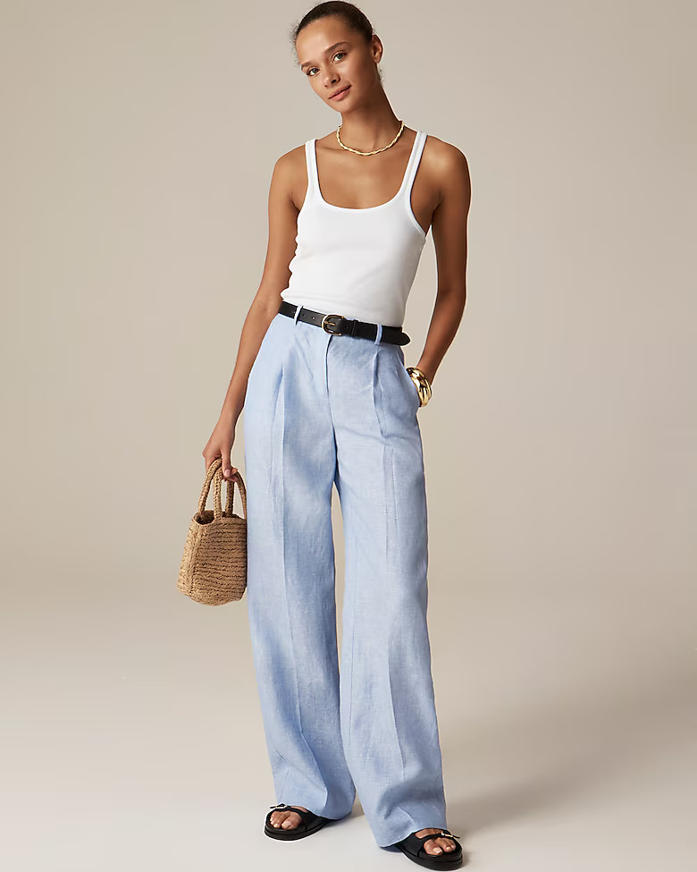 Wide-leg Essential pant in linen | J. Crew US