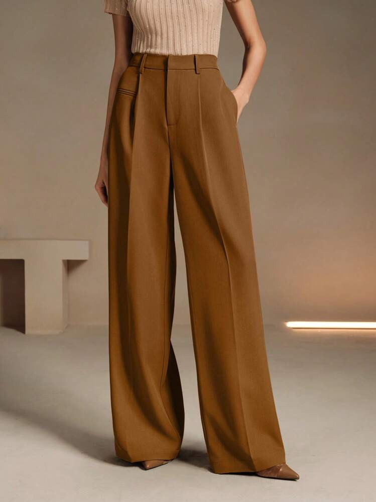 Anewsta Maillard Women's Straight-Leg Pants, Commuter/Business Style | SHEIN