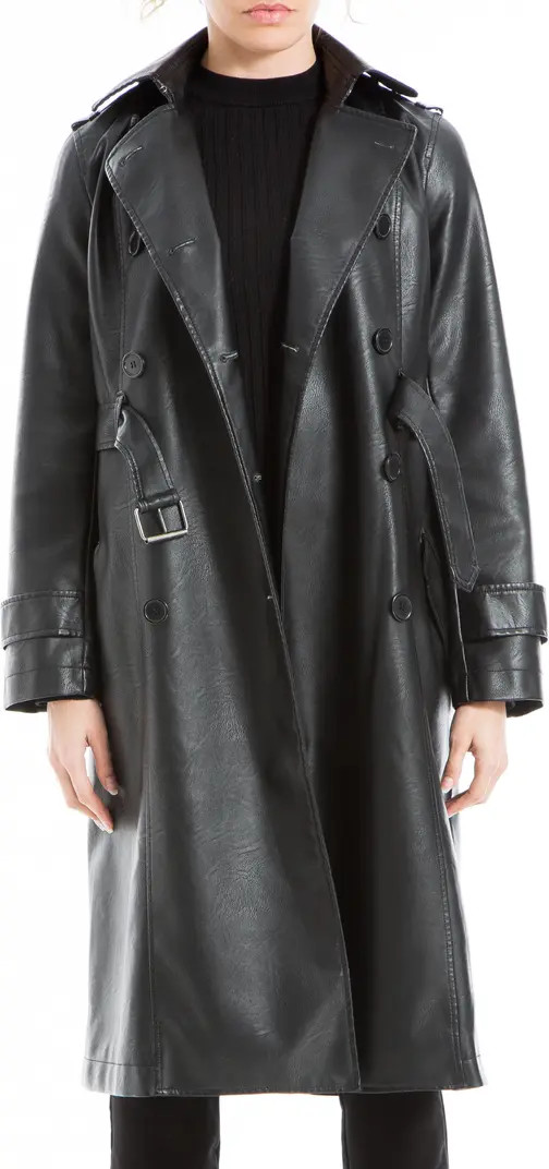 MAX STUDIO Faux Leather Long Trench Coat | Nordstromrack | Nordstrom Rack