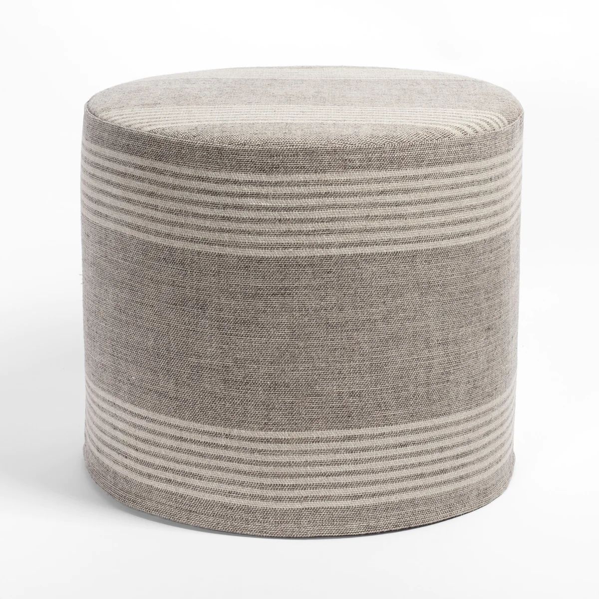 Stockton Stripe 18x16 Round Ottoman, Graphite | Tonic Living