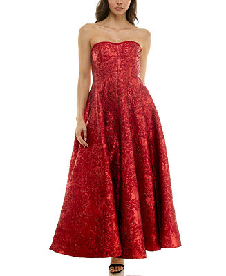 Women's Strapless Sweetheart Jacquard Midi Dress | Macy's