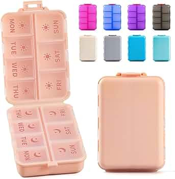 New Foldable & Double Protection Portable Weekly Pill Organizer 2 Times A Day with Etched Labels,... | Amazon (US)