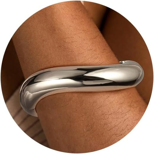 2Pcs Bangle Bracelets for Women Gold Arm Cuff 14k Gold Plated Chunky Gold Bangle Set Hinged Cuff ... | Amazon (US)