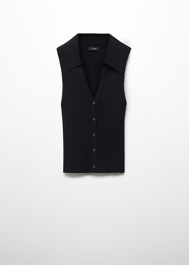 Knitted vest with buttons -  Women | Mango USA | MANGO (US)