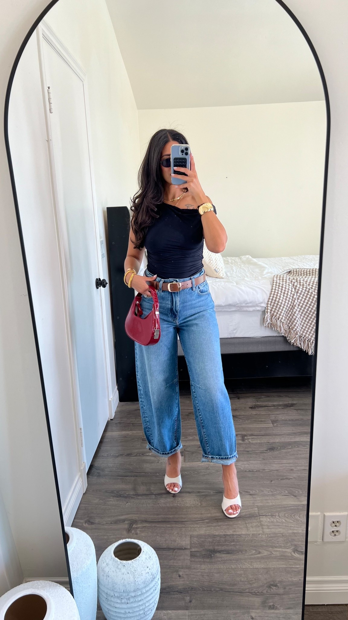 Date night outfit inspo from Amazon! Barrel jeans size 27. Off shoulder double lined basic top size medium 

#LTKFindsUnder50 #LTKStyleTip #LTKSeasonal