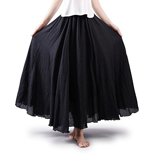 OCHENTA Women's Long Flowy Maxi Skirt Cotton Linen Boho A-Line Skirts for Ren Faire, Cottagecore ... | Amazon (US)