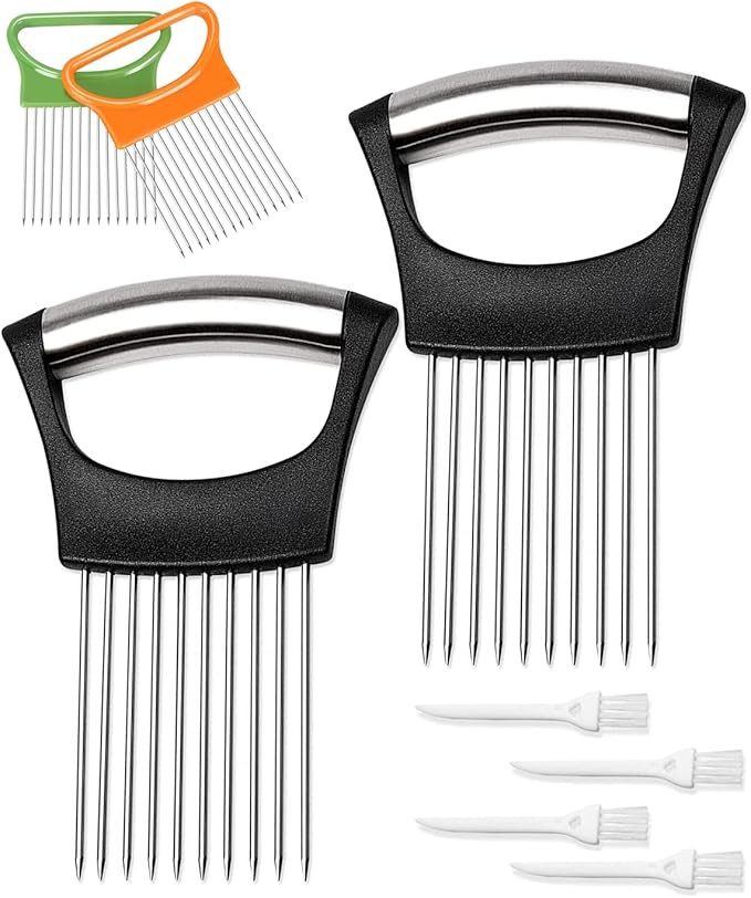 Onion Holder for Slicing,Stainless Steel Vegetable Holder Meat Slicer,Vegetable Potato Cutter Sli... | Amazon (US)