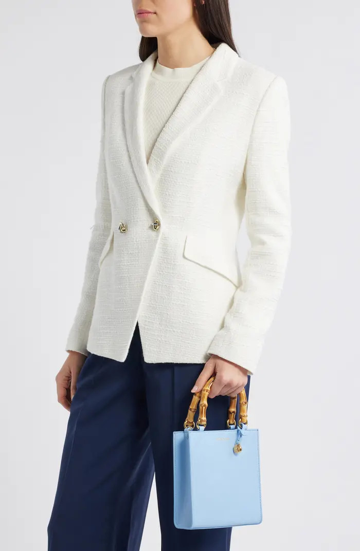 Small Bamboo Handle Leather Shopper | Nordstrom