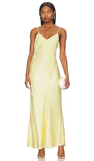 Avoco Lace Detail Midi Dress in Canary Yellow | Revolve Clothing (Global)