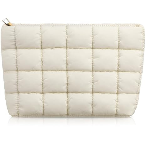 Hillban Puffy Quilted Makeup Bag Quilted Cosmetic Bag Cute Puffer Toiletry Checkered Pouch Aesthe... | Amazon (US)