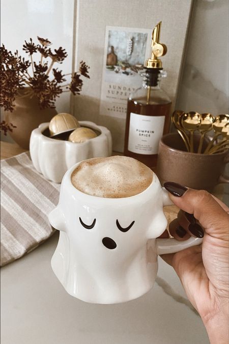 Halloween mugs & coffee station 👻 #halloween #mugs #coffeebar #ghostmug #targetmug #pumpkinspice 

#LTKhome #LTKHalloween #LTKSeasonal