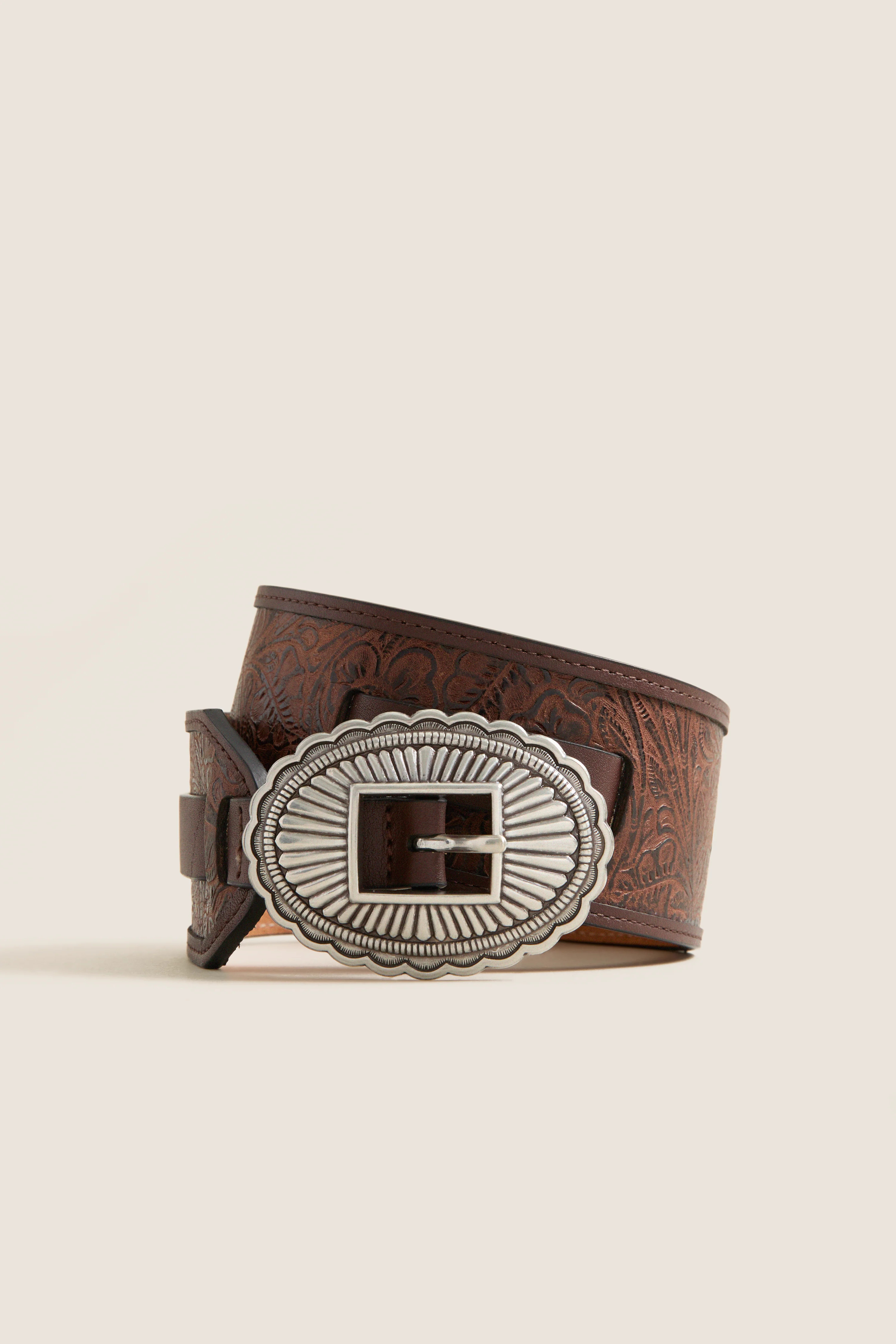 THE GREAT. x Stetson Brown and Silver Tooled Waist Belt | Tuckernuck (US)